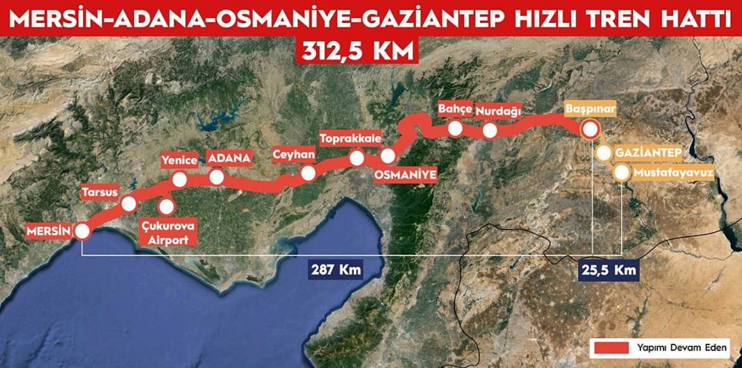 Çukurova Havalimanı bağlantılı Mersin-Gaziantep hızlı tren hattında hedef 2028 1